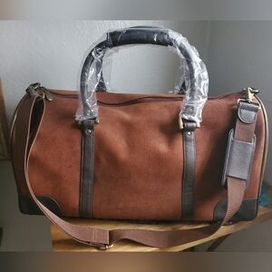 Elegant Brown Suede Duffle/travel Bag Handles/shoulder Straps